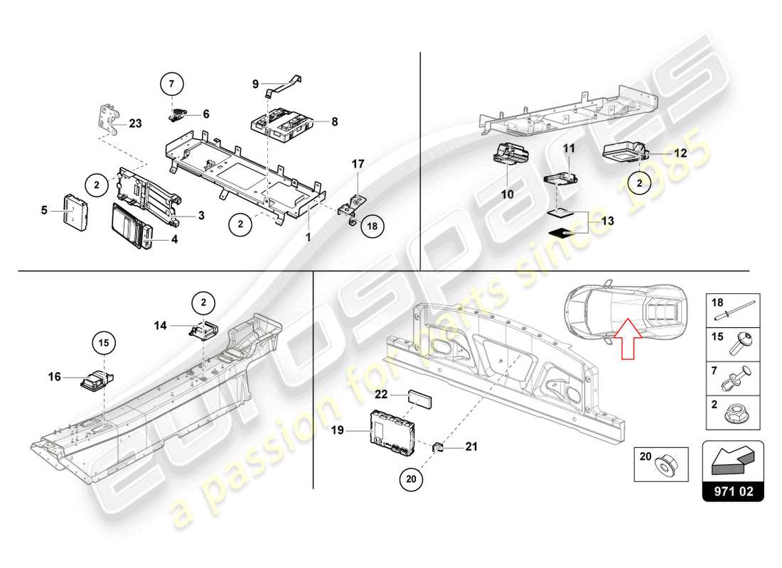 lamborghini 2024 (evo spyder) unité de commande schéma des pièces