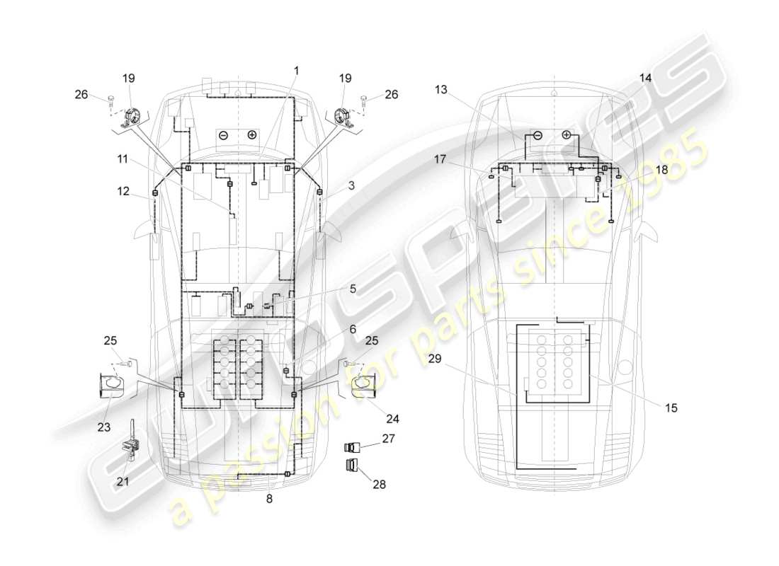 lamborghini gallardo spyder (2008) schéma des pièces des métiers à câblage