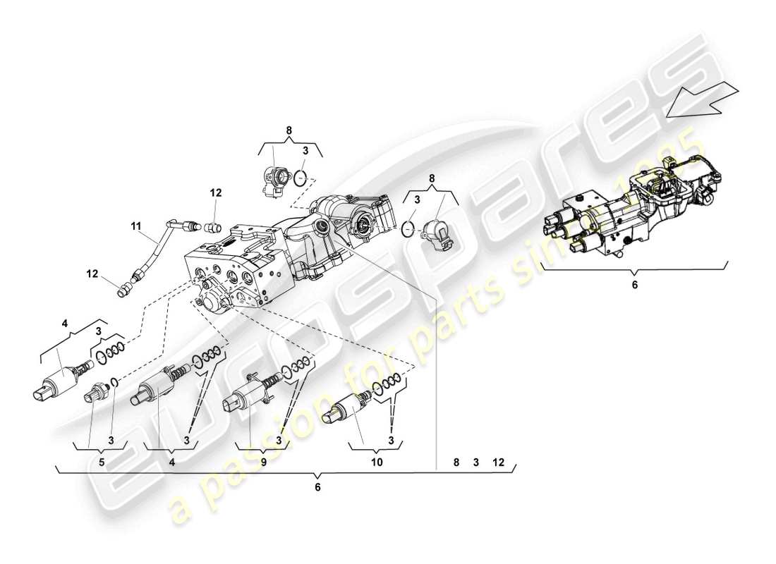 lamborghini lp550-2 spyder (2014) unité de soupape schéma des pièces