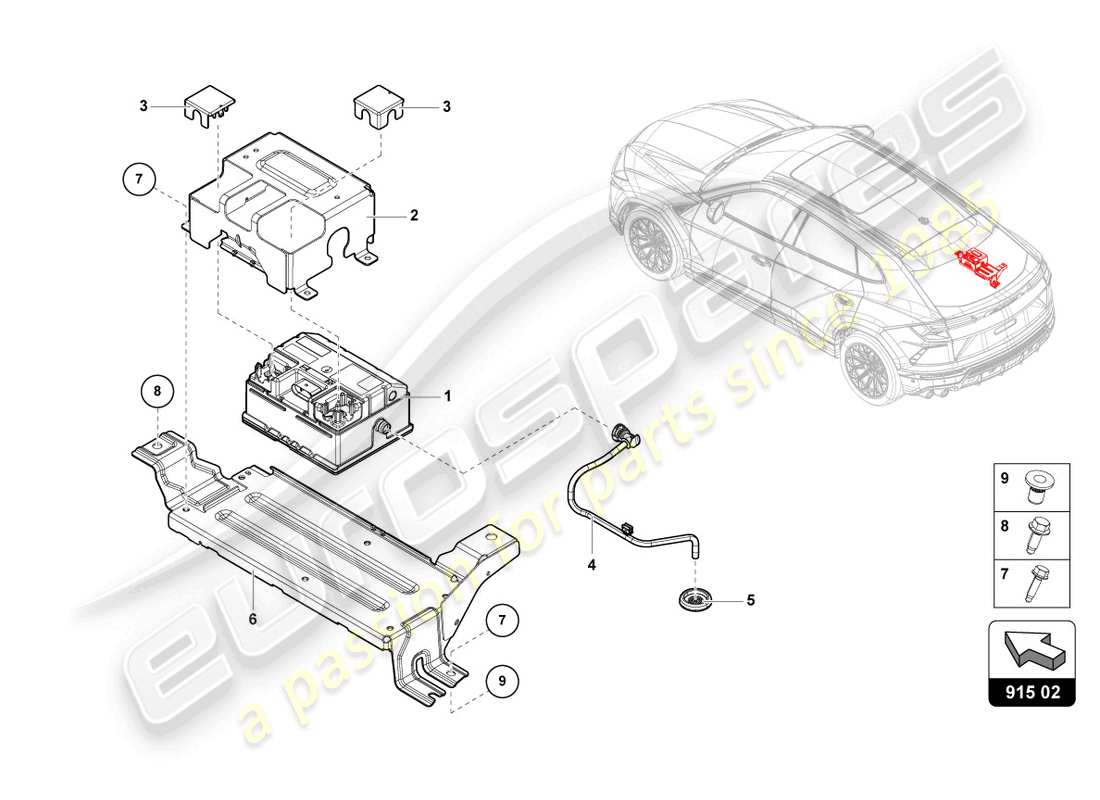 lamborghini urus s (2024) condensateur pour système électrique du véhicule 48 v schéma des pièces