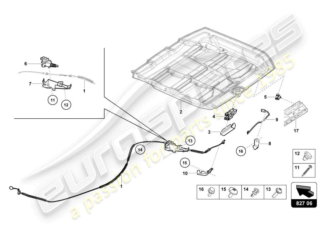 lamborghini evo spyder 2wd (2022) schéma des pièces du couvercle arrière