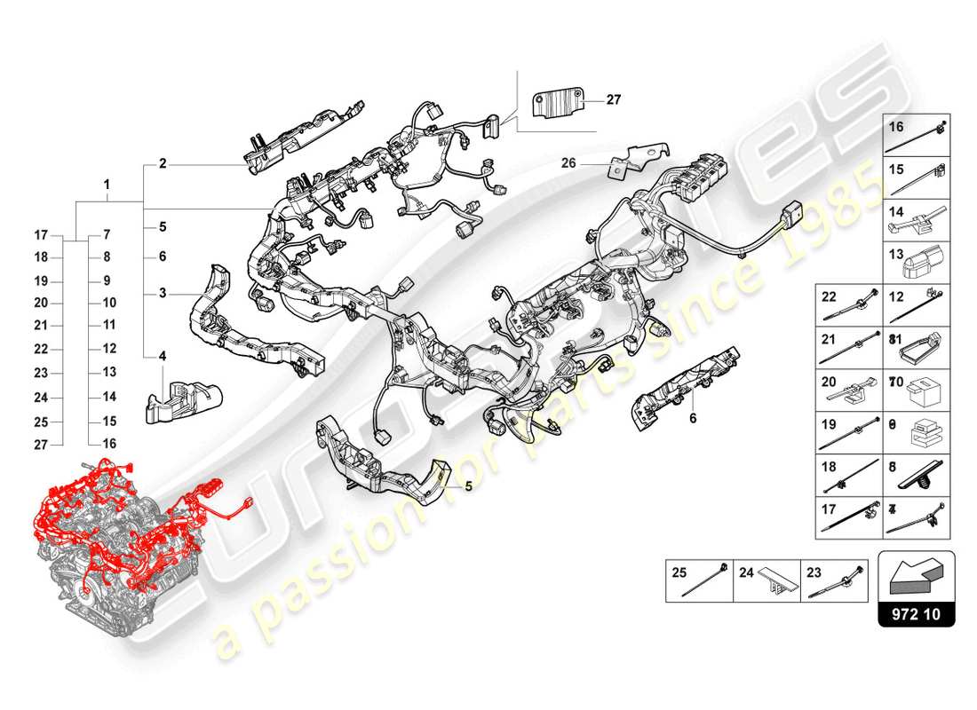 lamborghini urus s (2024) jeu de câblage pour moteur schéma des pièces