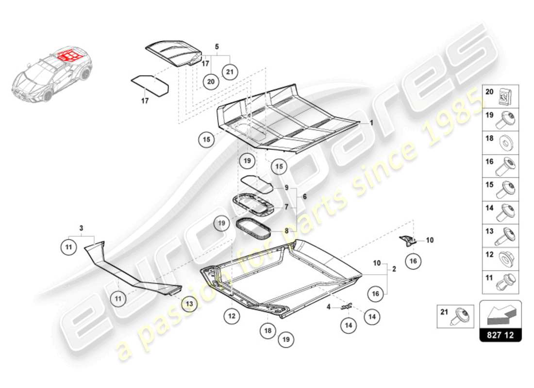 lamborghini 2024 (sterrato) couvercle moteur avec insp. couverture diagramme de pièce