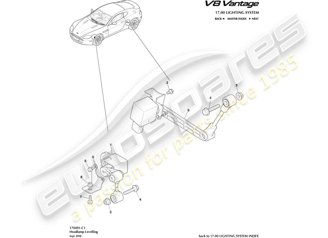 aston martin v8 vantage (2015) diagramme des pièces de mise à niveau healamp
