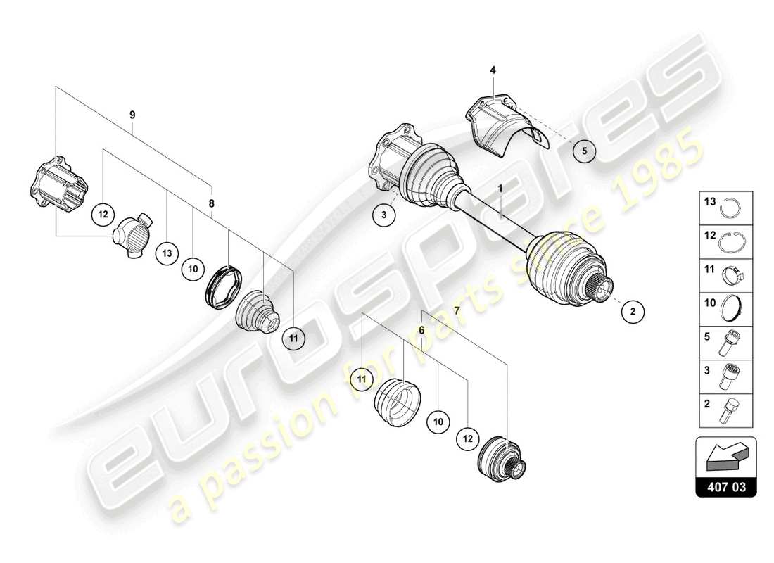 lamborghini urus s (2024) arbre de transmission schéma des pièces