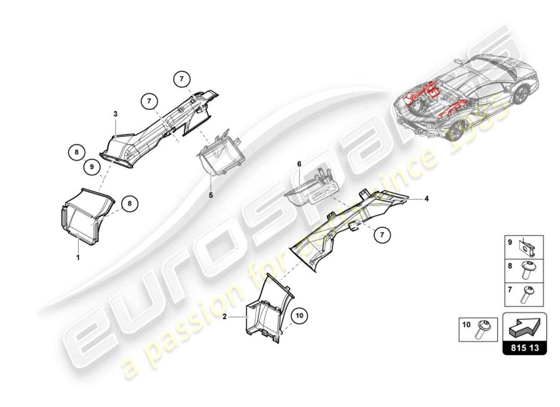 lamborghini sian roadster (2021) conduit d'air arrière schéma des pièces
