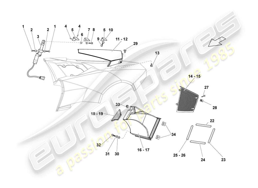 lamborghini reventon garniture de panneau latéral schéma des pièces