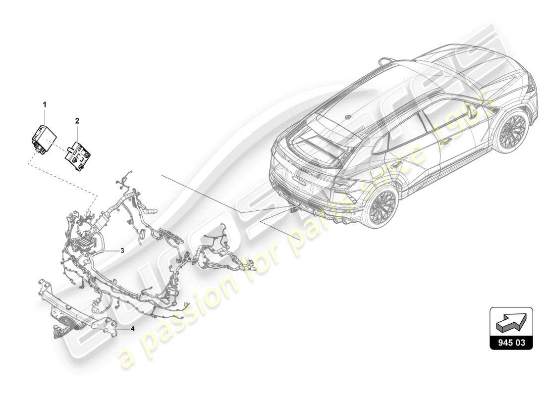 lamborghini urus (2022) pièces électriques pour le remorquage schéma des pièces