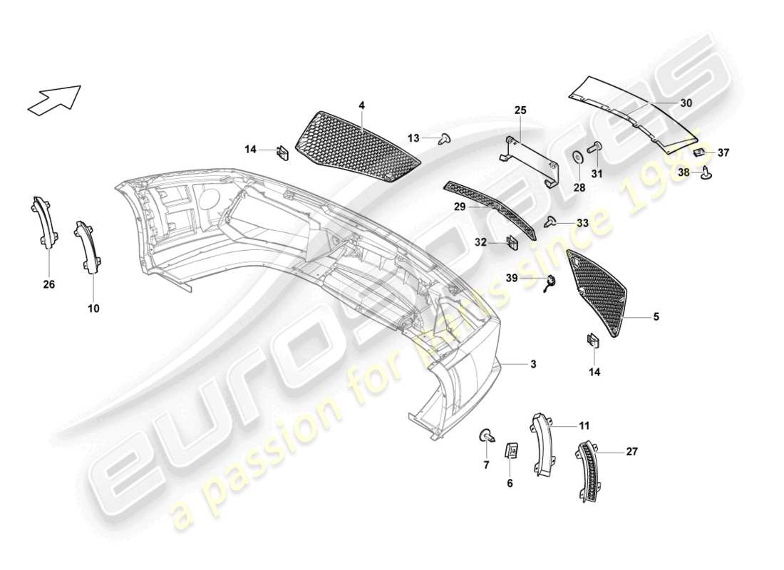 lamborghini lp570-4 sl (2013) grille avant schéma des pièces