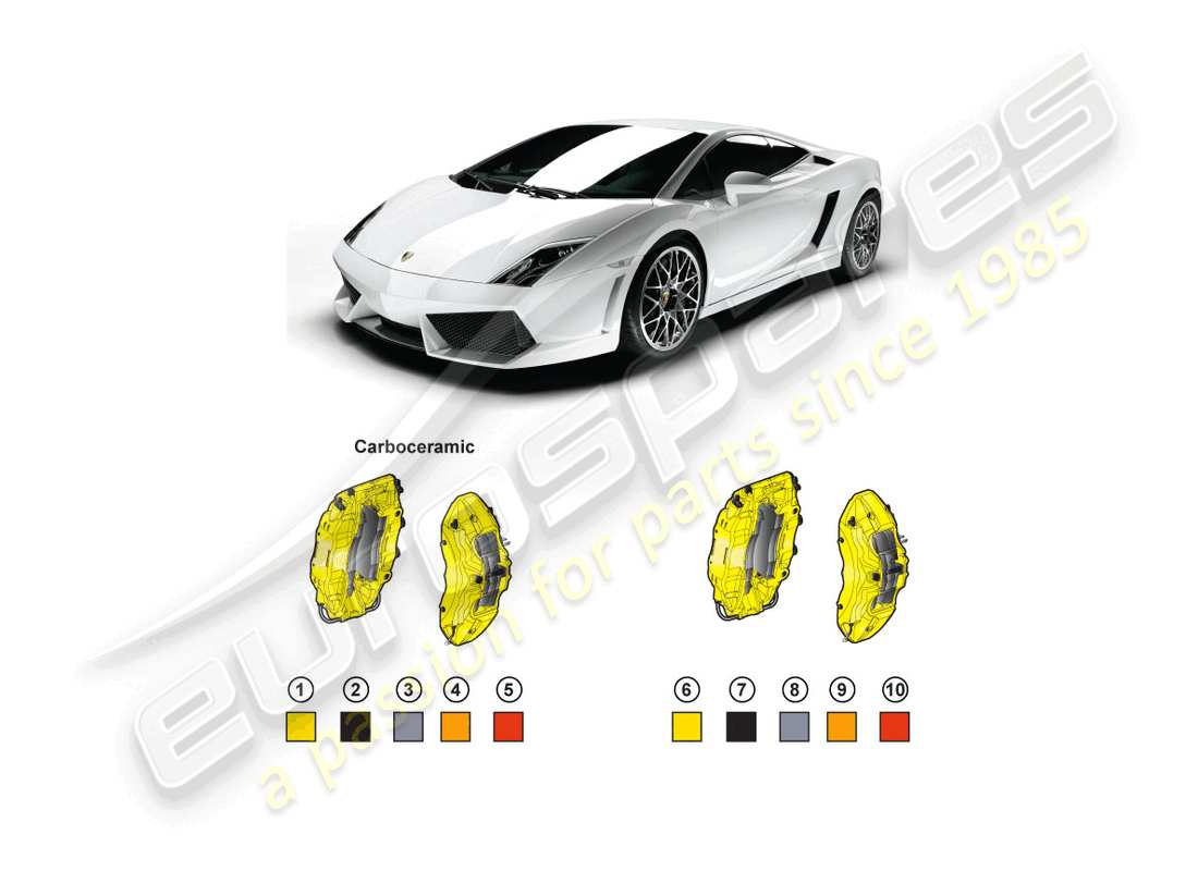 lamborghini lp560-4 coupe (accessories) kit de rénovation pour étrier de frein couleur schéma des pièces