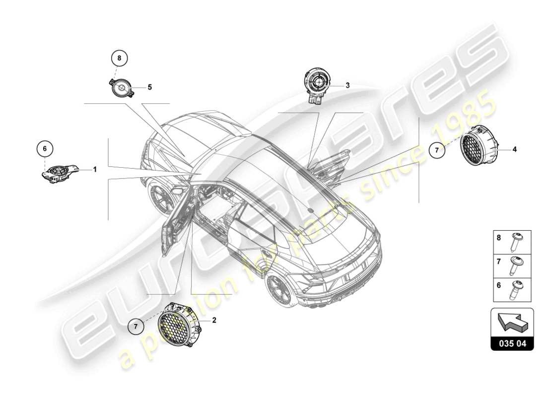 lamborghini urus (2022) pièces électriques pour système audio schéma des pièces