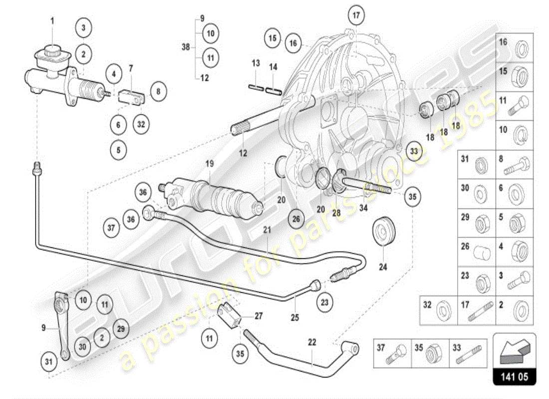 lamborghini diablo vt (1997) embrayage schéma des pièces