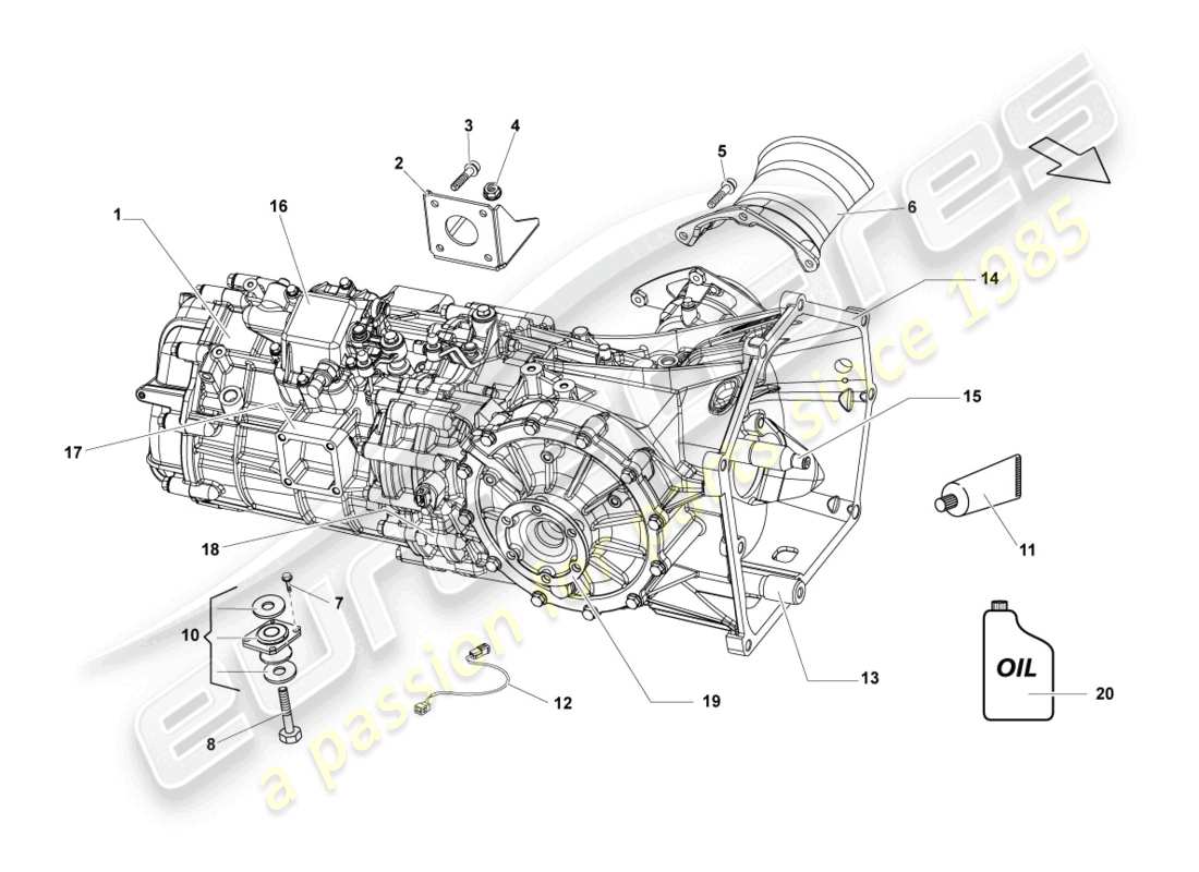lamborghini blancpain sts (2012) boîte de vitesses, complète schéma des pièces