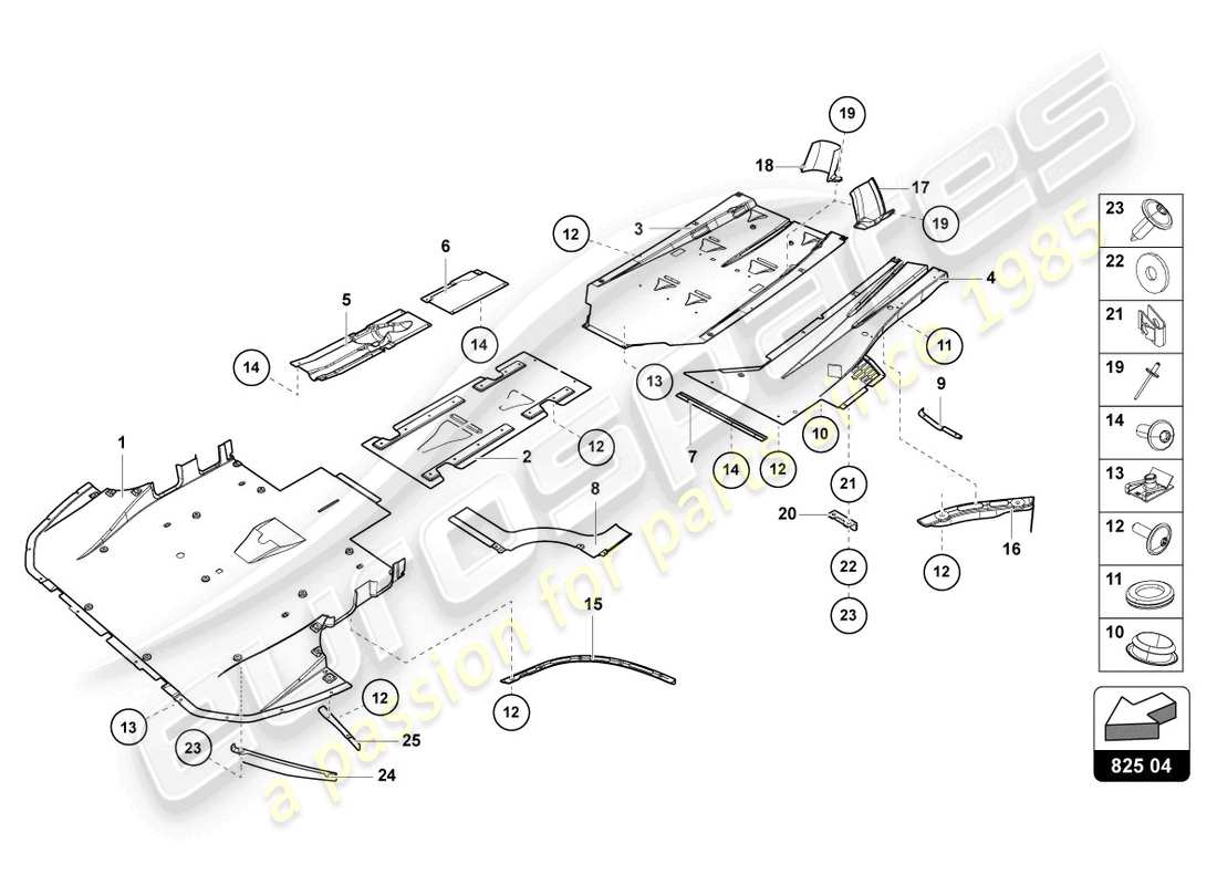 lamborghini countach lpi 800-4 (2022) panneau de garniture pour section inférieure du cadre schéma des pièces