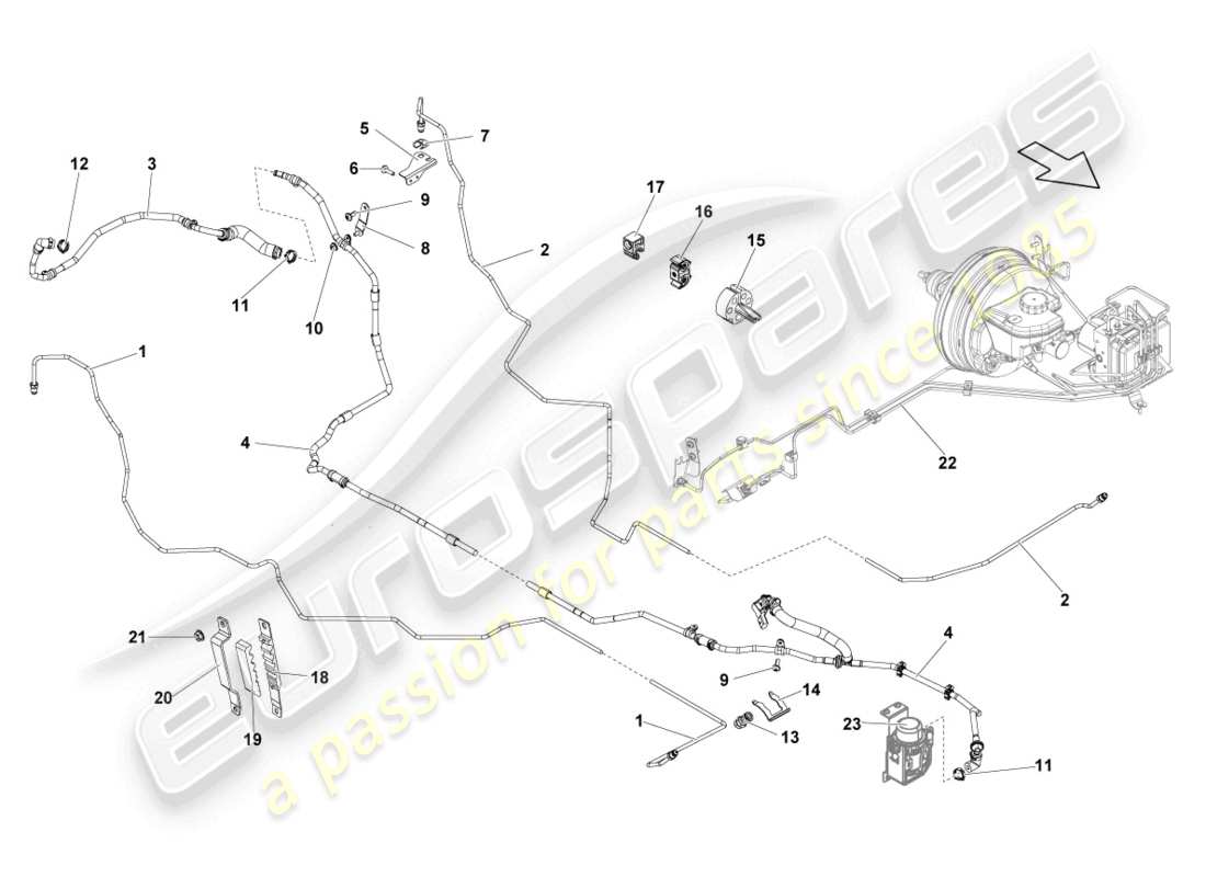 lamborghini blancpain sts (2012) schéma des pièces du tuyau de frein