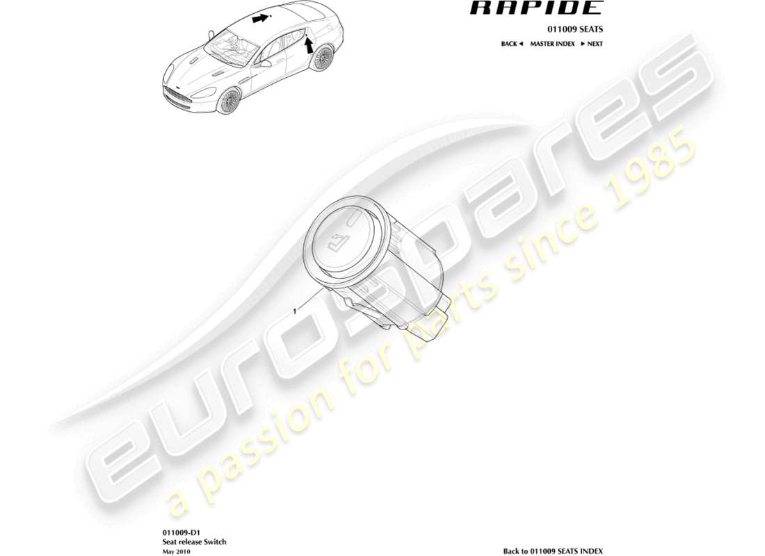 un schéma de pièces du catalogue de pièces aston martin rapide (2013)