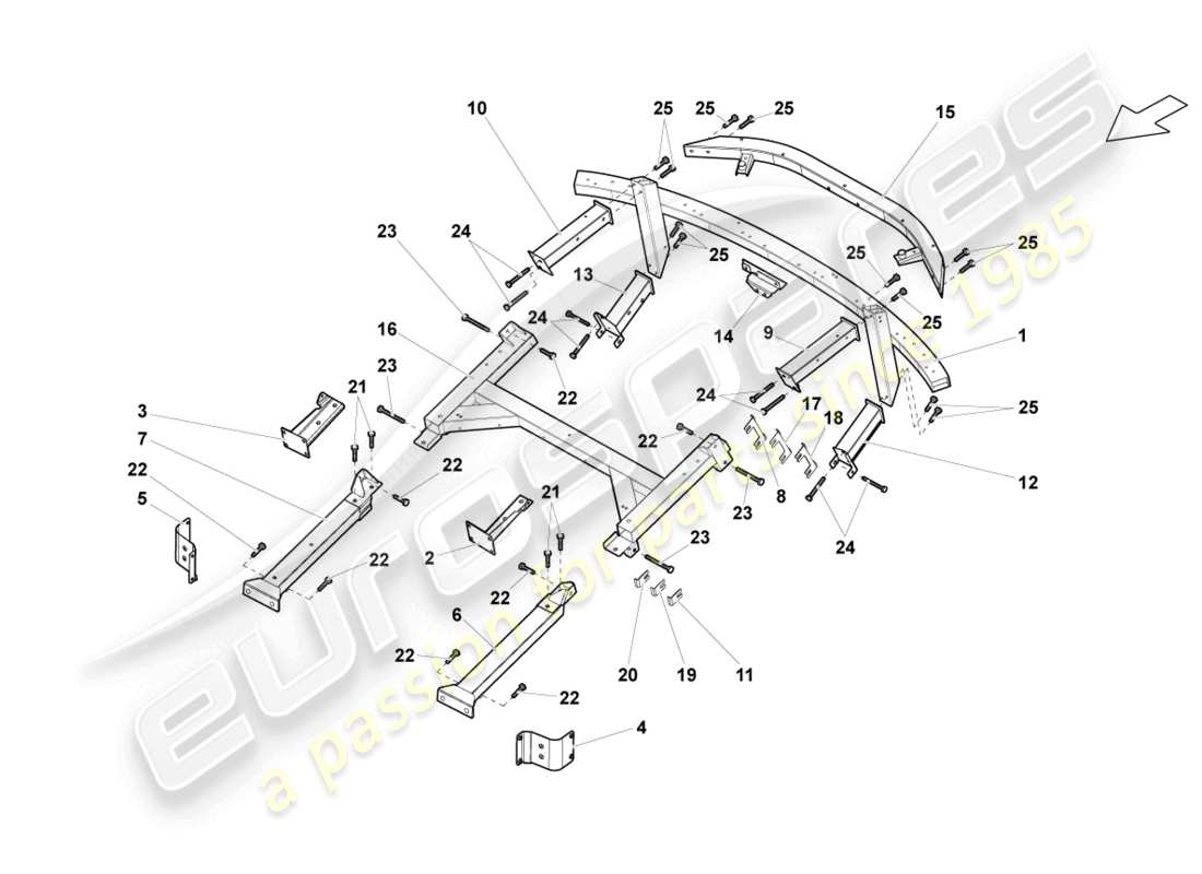 un schéma de pièces du catalogue de pièces du Lamborghini Gallardo Coupé (2004)