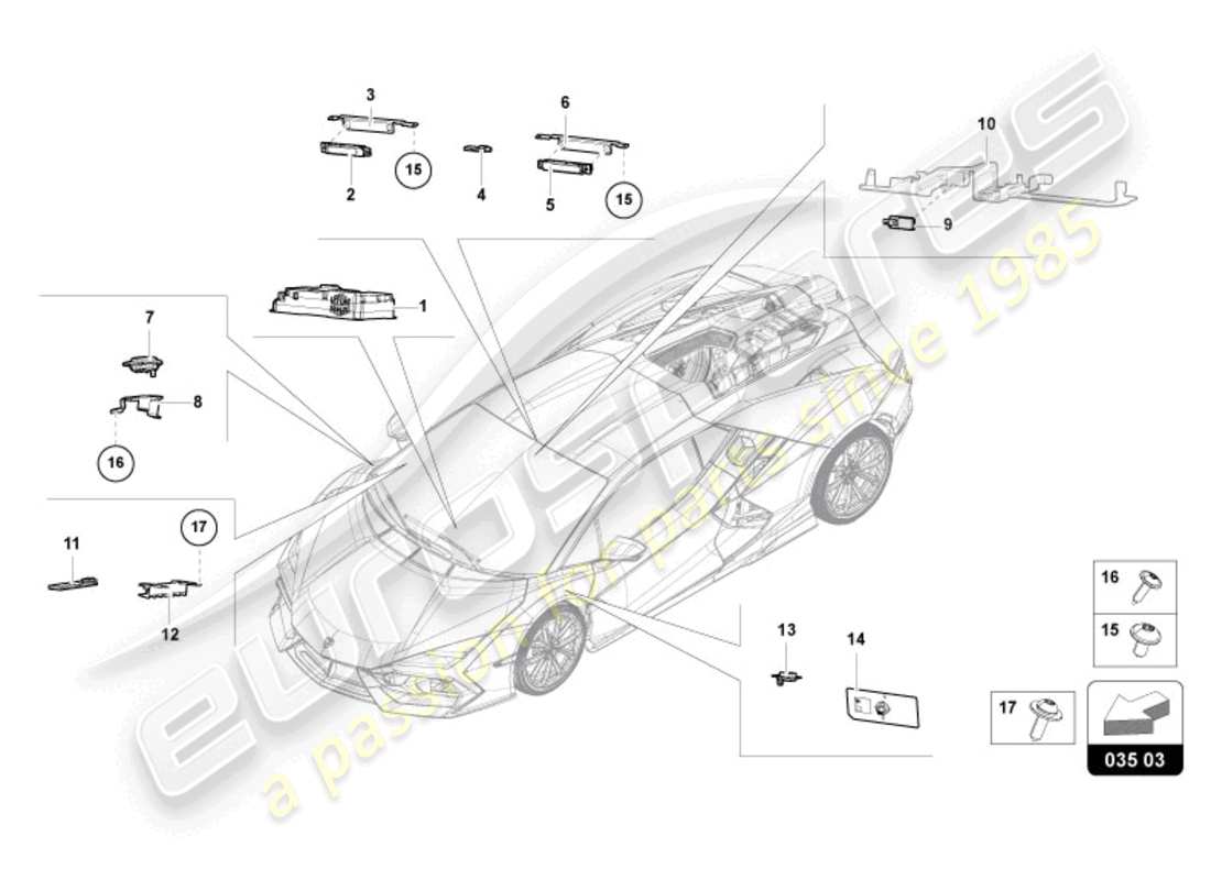 lamborghini revuelto coupe (2024) aérien schéma des pièces