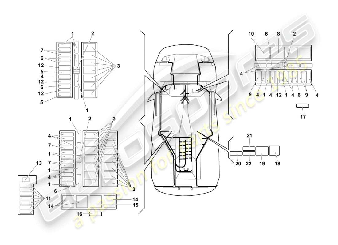 un schéma de pièces du catalogue de pièces lamborghini lp640 coupe (2007)
