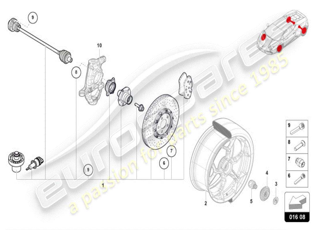 lamborghini huracan tecnica (accessories) écrou de roue schéma des pièces