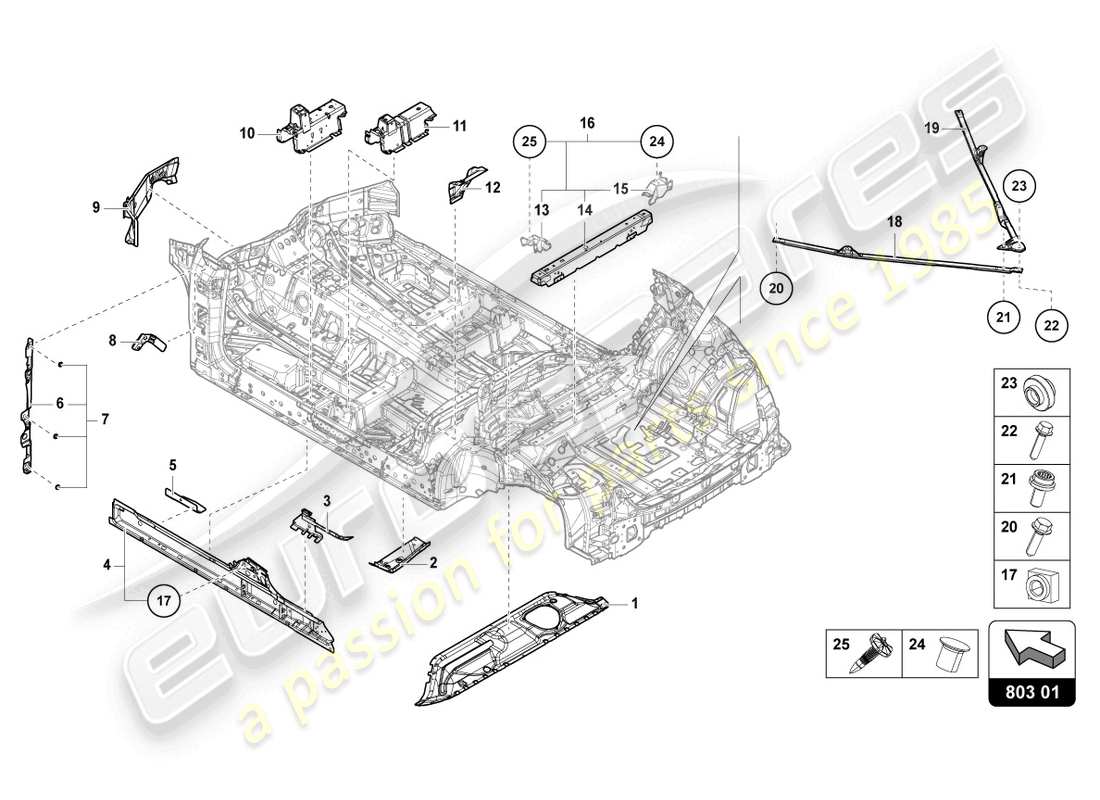 lamborghini urus (2022) dessous de caisse schéma des pièces