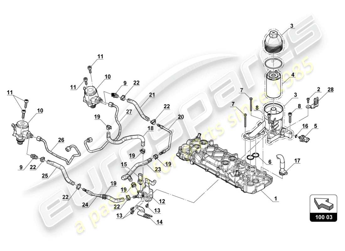 lamborghini 2018 (gt3 evo) pompe haute pression schéma des pièces