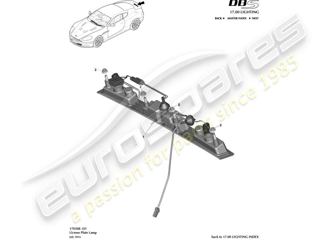 un schéma de pièces du catalogue de pièces aston martin dbs (2007)