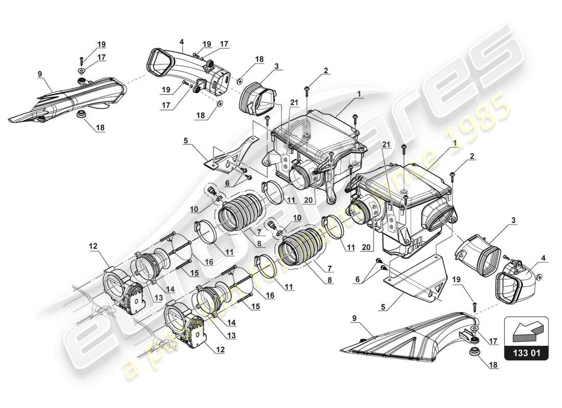 un schéma de pièces du catalogue de pièces lamborghini huracan squadra corse