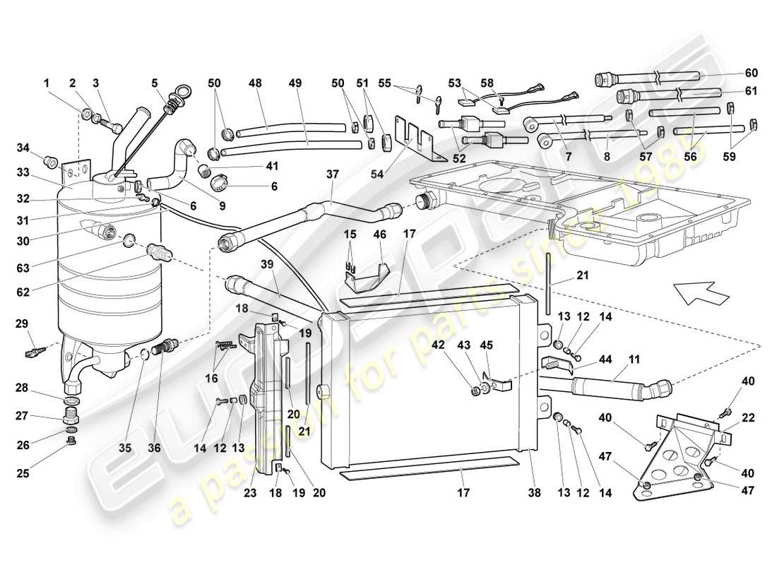 un schéma de pièces du catalogue de pièces lamborghini lp640 roadster (2008)