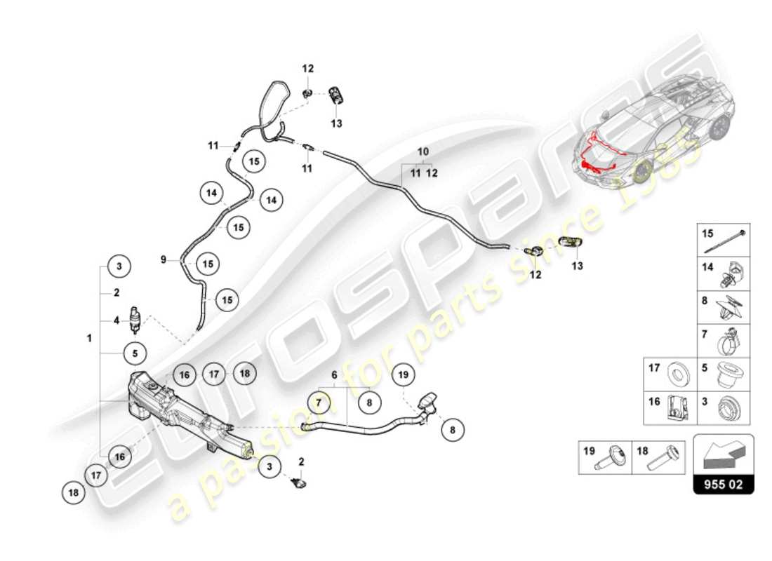 un schéma de pièces du catalogue de pièces lamborghini revuelto