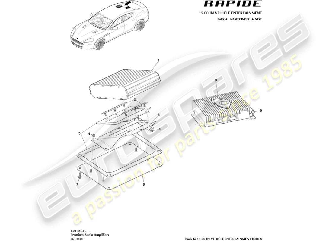 aston martin rapide (2016) amplificateurs doubles, jusqu'à 13my diagramme de pièces