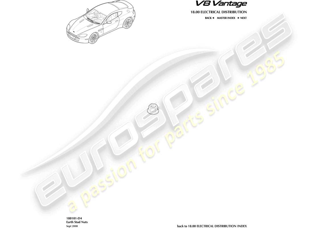 aston martin v8 vantage (2010) schéma des pièces des goujons et écrous de terre