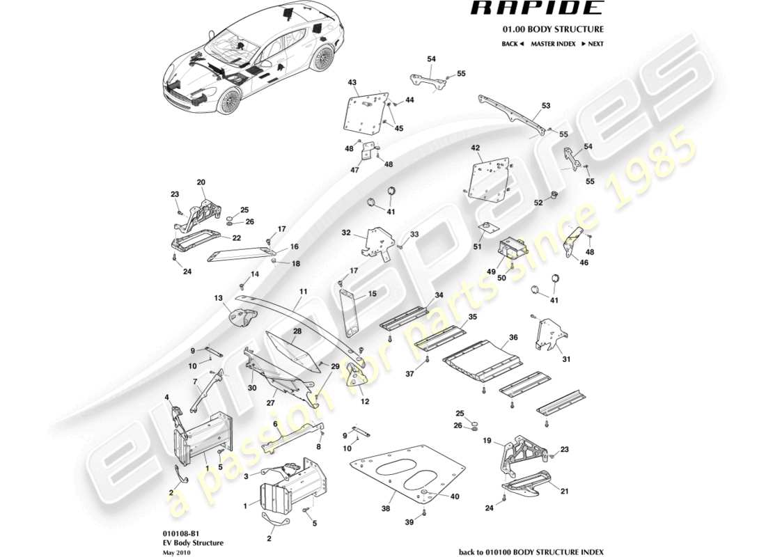 aston martin rapide (2011) diagramme des pièces des pièces auxiliaires