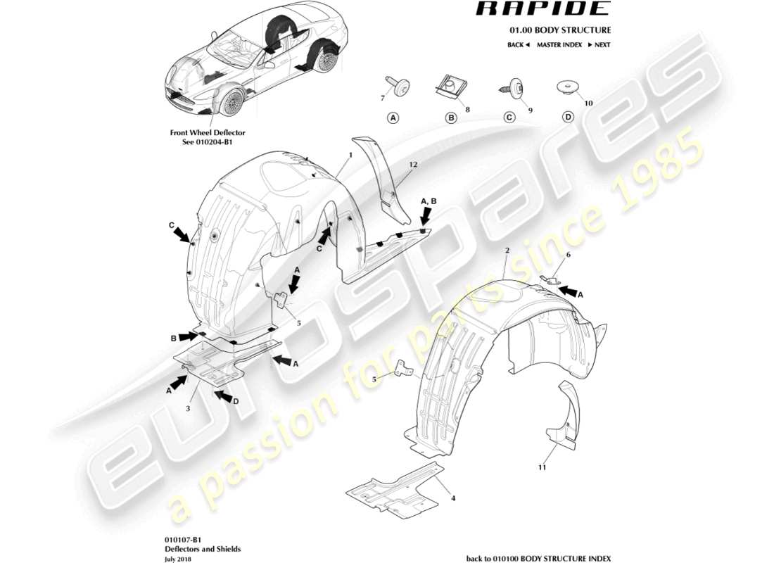 aston martin rapide (2010) passages de roues arrière schéma des pièces
