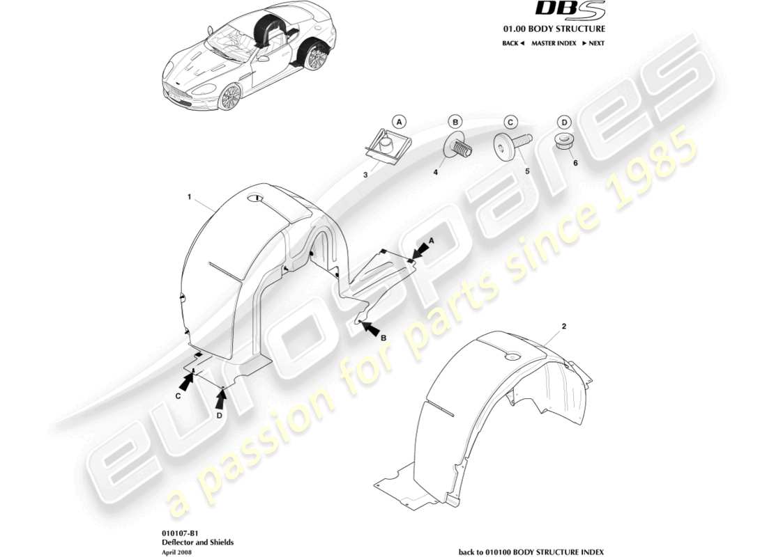 aston martin dbs (2014) passages de roues arrière schéma des pièces
