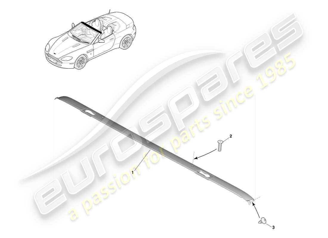 aston martin v8 vantage (2007) garniture de toit, diagramme de pièce du roadster