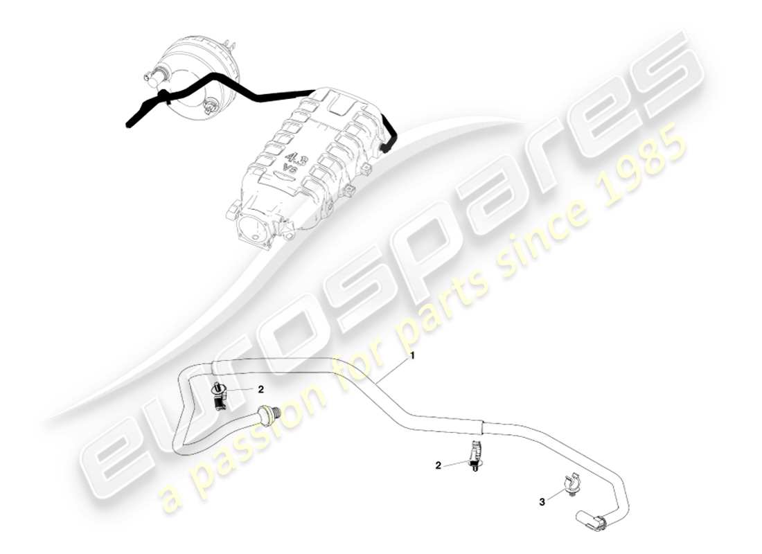 aston martin v8 vantage (2005) tuyau à vide, diagramme de pièces rhd