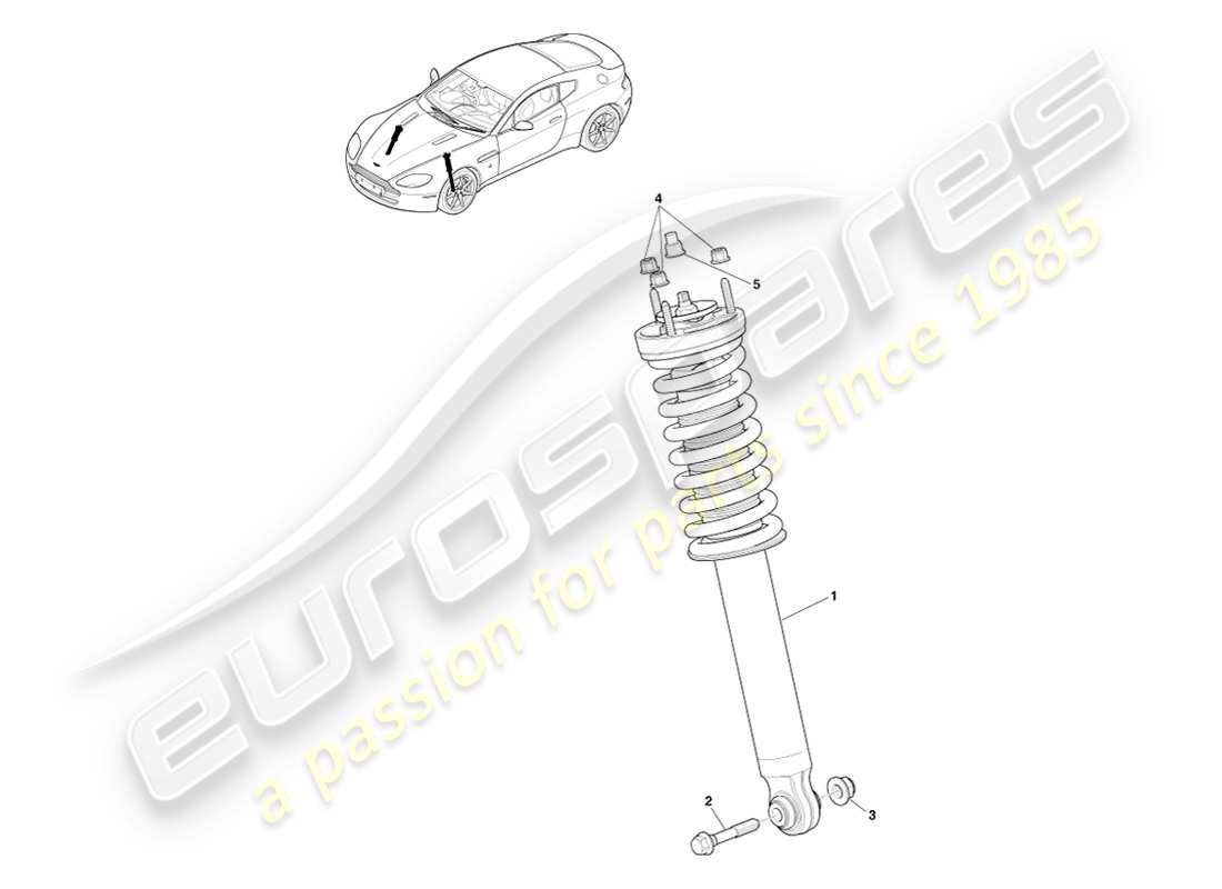 aston martin v8 vantage (2007) ressort et amortisseur avant, schéma de pièces bilstein