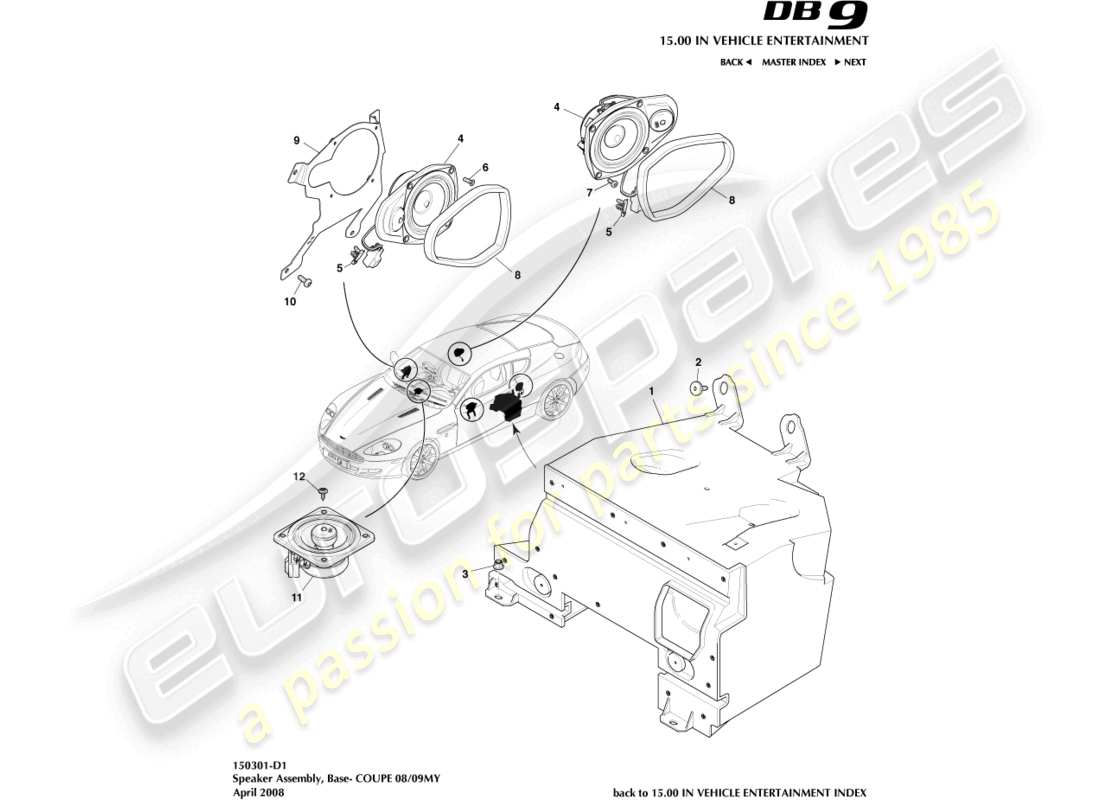 un schéma de pièces du catalogue de pièces aston martin db9 (2006)