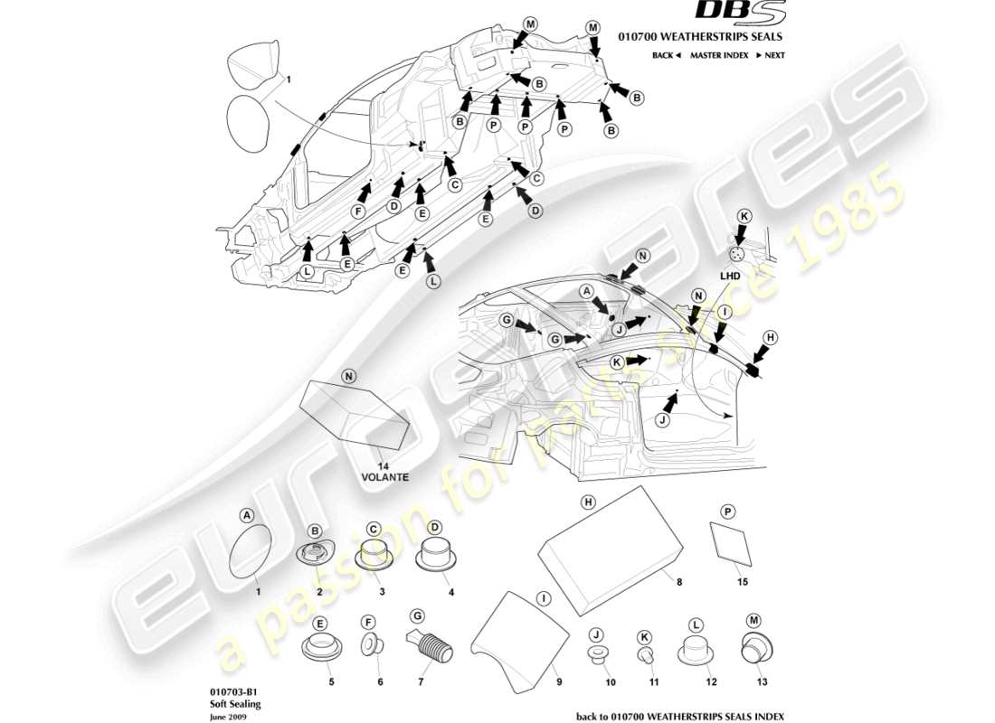 un schéma de pièces du catalogue de pièces aston martin dbs (2013)