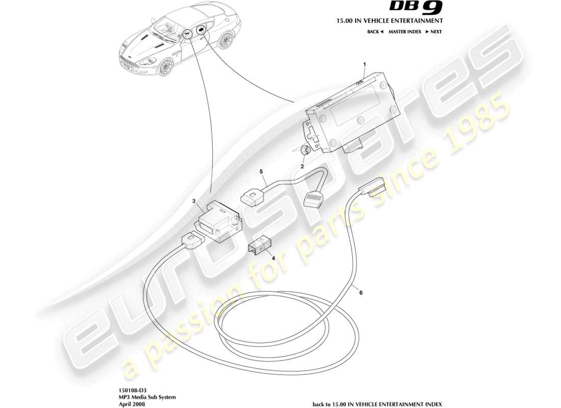 aston martin db9 (2008) mp3 diagramme des composants multimédias