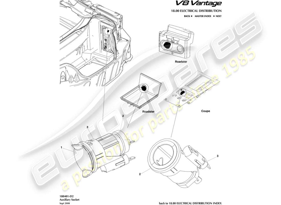 aston martin v8 vantage (2013) schéma des pièces de la prise auxiliaire