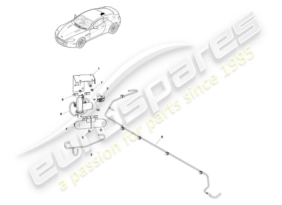 aston martin v8 vantage (2007) schéma des pièces de distribution sous vide