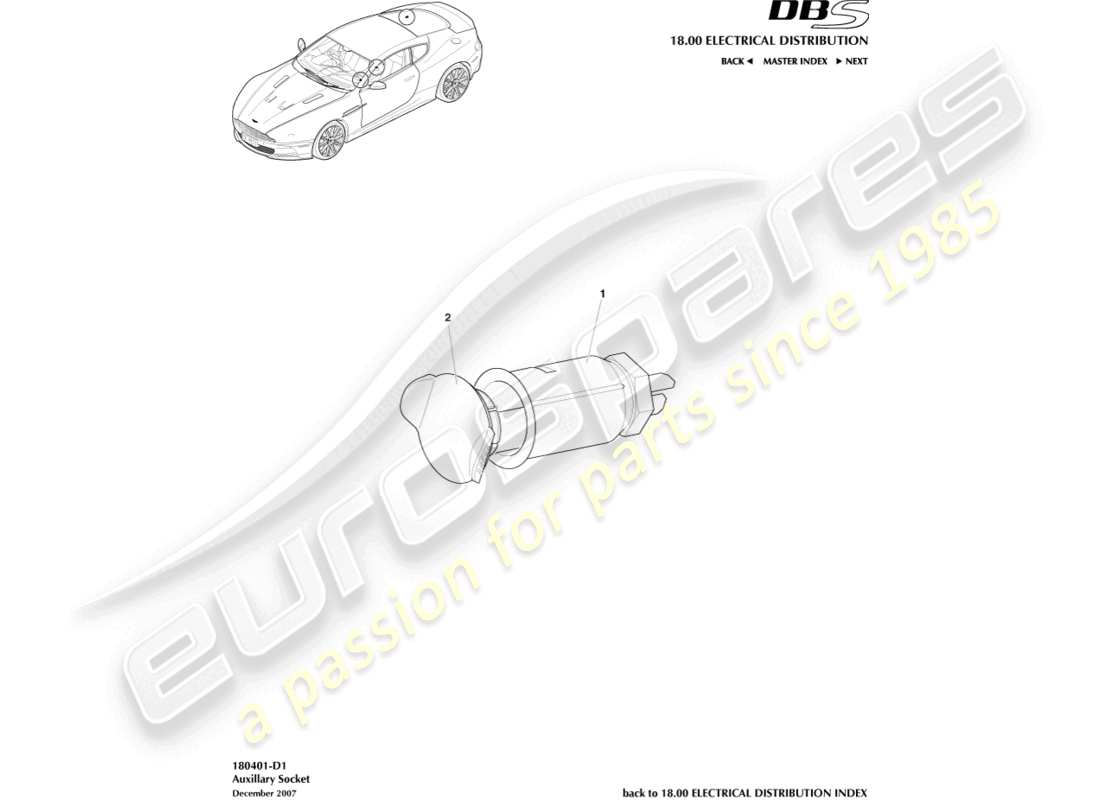 un schéma de pièces du catalogue de pièces aston martin dbs (2008)