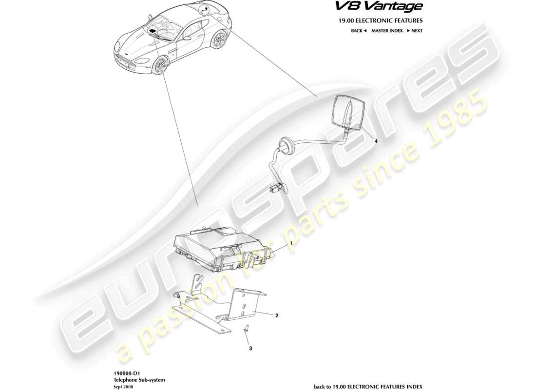un schéma de pièces du catalogue de pièces aston martin v8 vantage (2013)