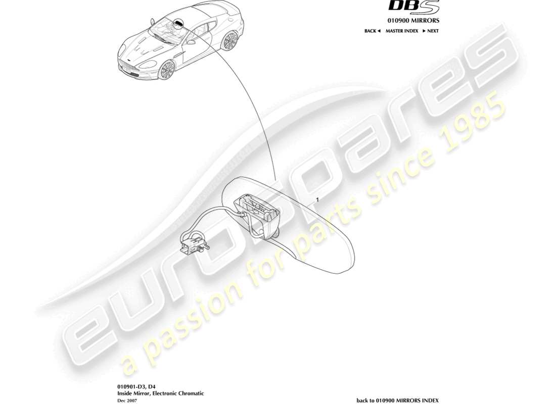 un schéma de pièces du catalogue de pièces aston martin dbs (2009)