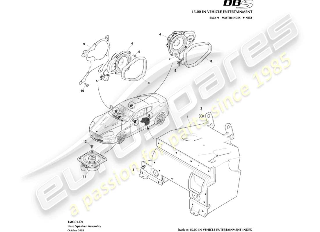 aston martin dbs (2012) haut-parleur, diagramme de la pièce de base