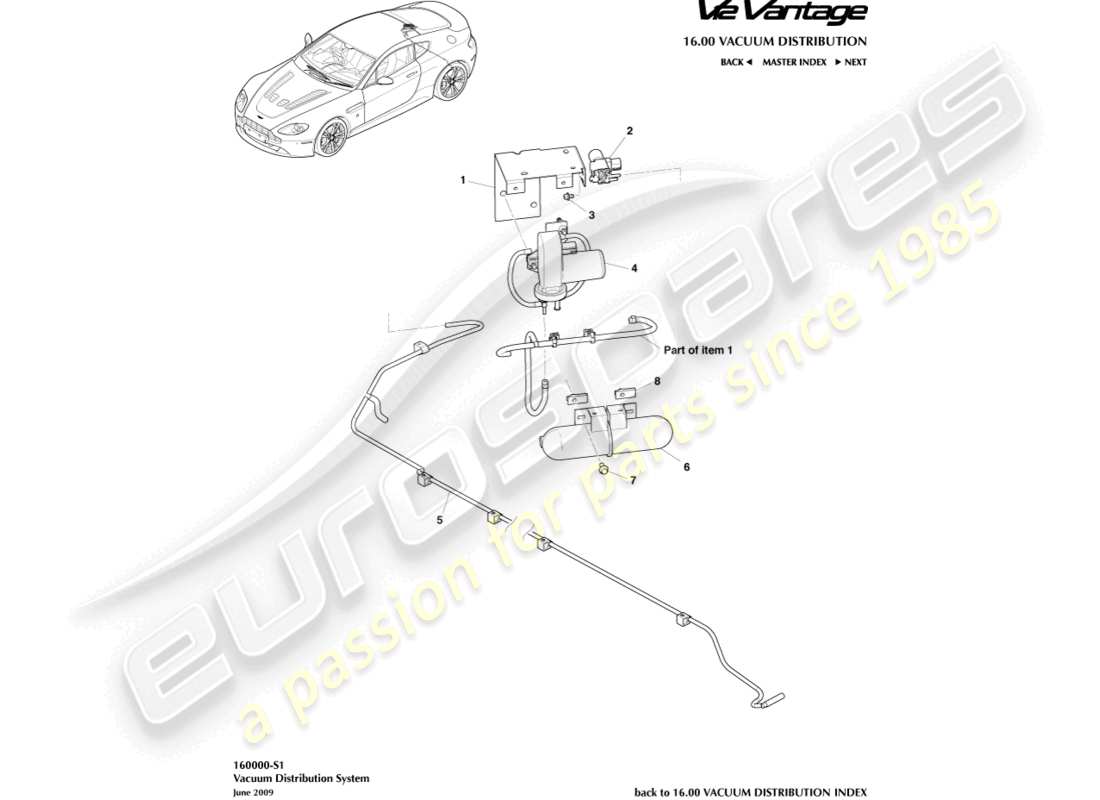 aston martin v12 vantage (2010) schéma des pièces de distribution sous vide