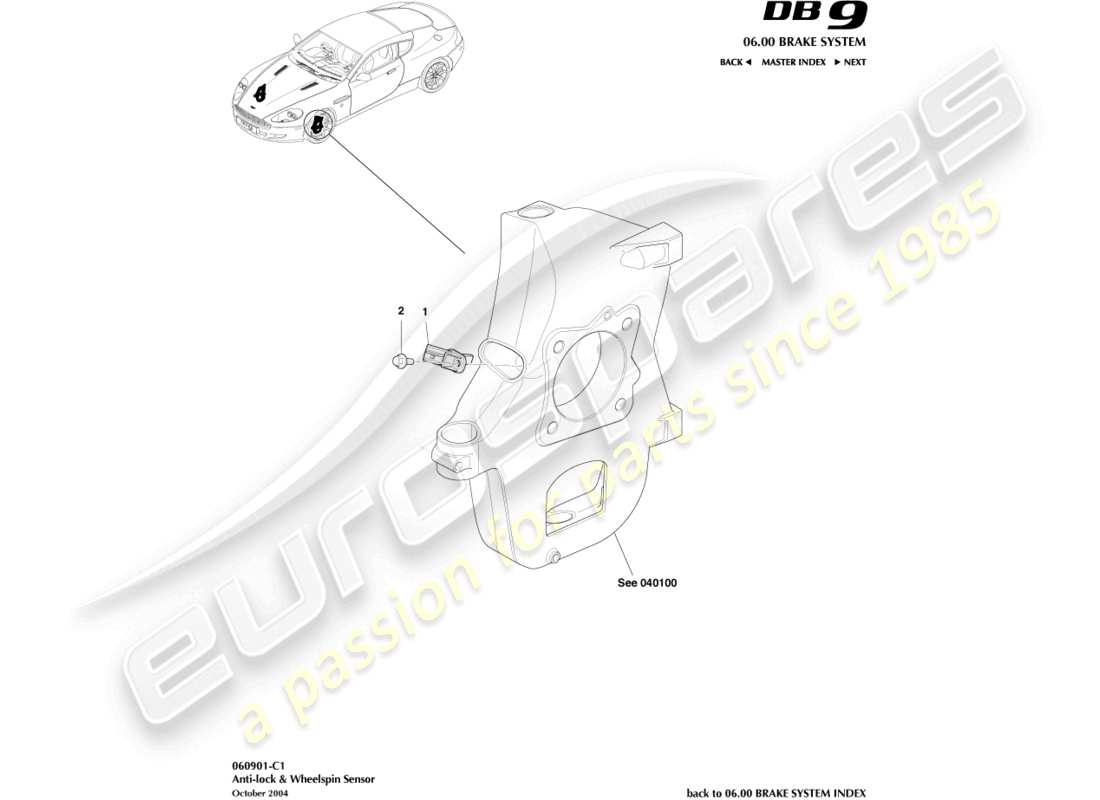 un schéma de pièces du catalogue de pièces aston martin db9 (2011)
