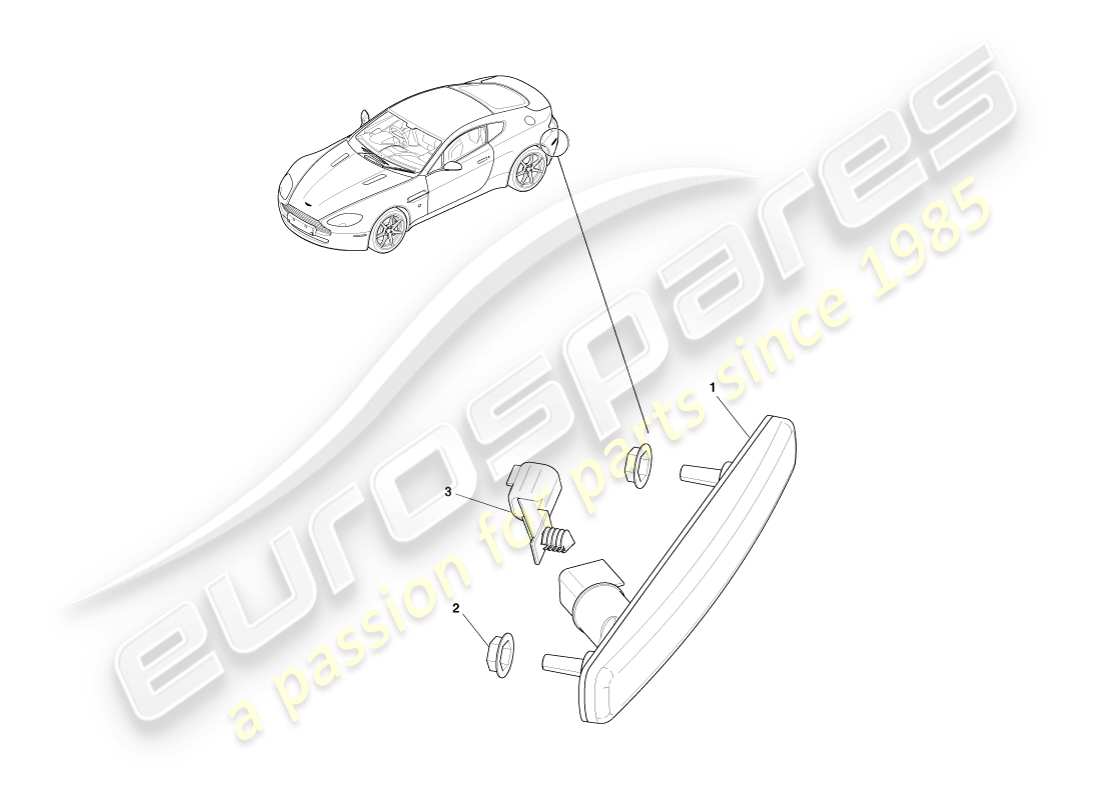 aston martin v8 vantage (2007) diagramme des pièces des marqueurs latéraux arrière